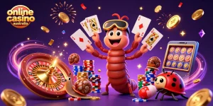 Experience the excitement of the online casino Australia with vibrant characters and gaming elements!
